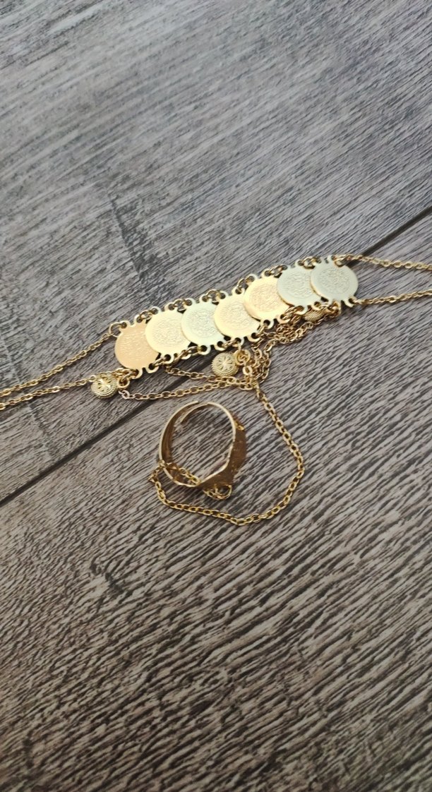 Altın Renk Zincir Detaylı Bohem El Zinciri - Görsel 2