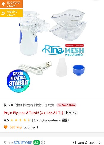 Rina mesh Nebulizatör - Görsel 3