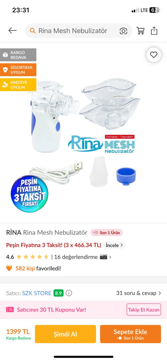 Rina mesh Nebulizatör - Görsel 3