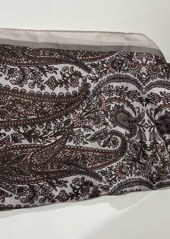 Bohem Tarzda Kahverengi Gri Desenli Kadın Şal - Görsel 3