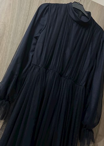 Uzun lacivert Piliseli Gotik Kadın Elbise - Görsel 2