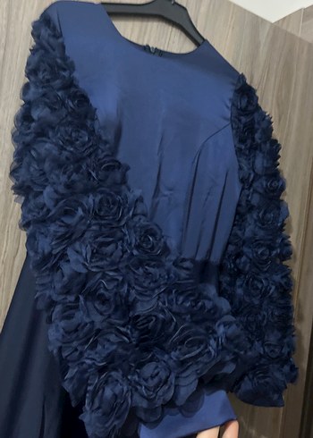 Lacivert Uzun Kollu Gotik Abiye Elbise - Görsel 2