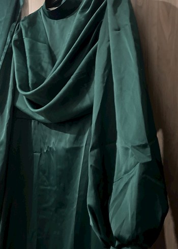 Kadın Yeşil Uzun Drapeli Elbise - Görsel 2