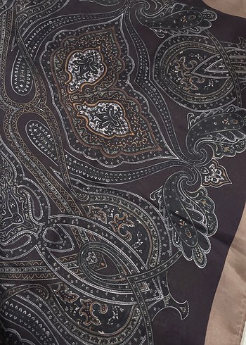 Kahverengi İpek Görünümlü Bohem Kadın Şalı - Görsel 2