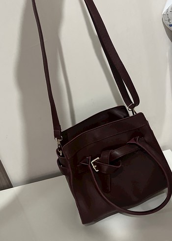 Bordo Deri Kadın Çanta - Görsel 4