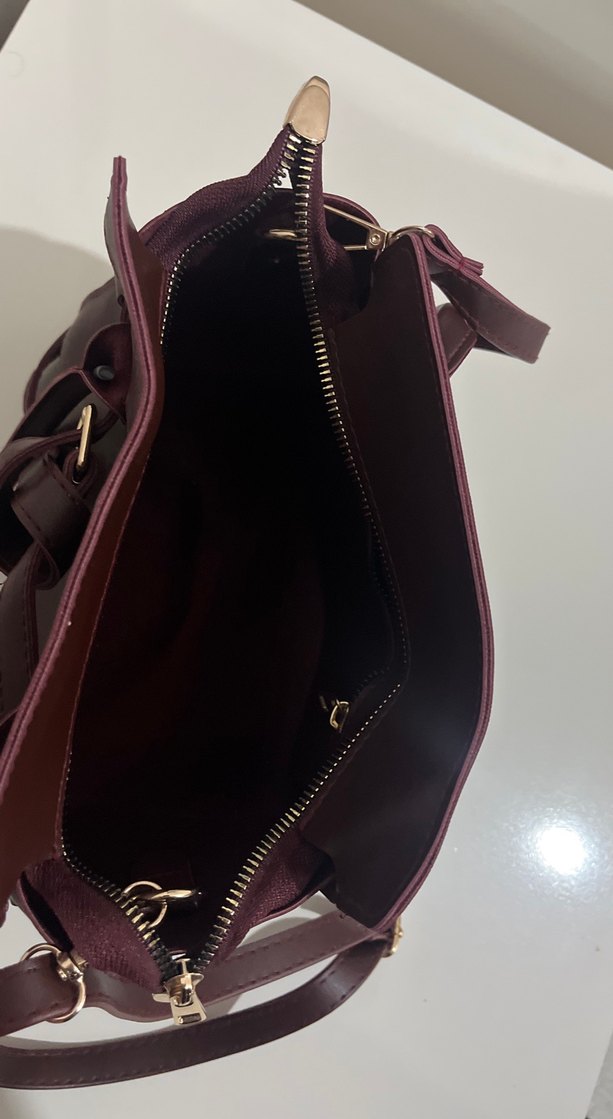 Bordo Deri Kadın Çanta - Görsel 3