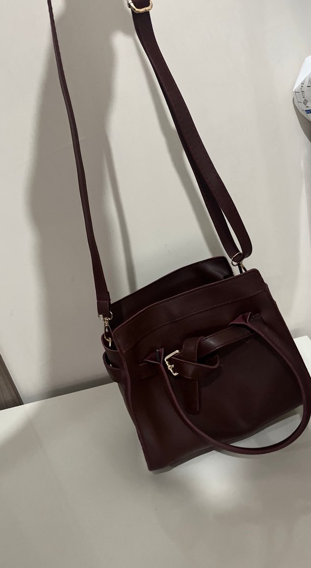 Bordo Deri Kadın Çanta - Görsel 4