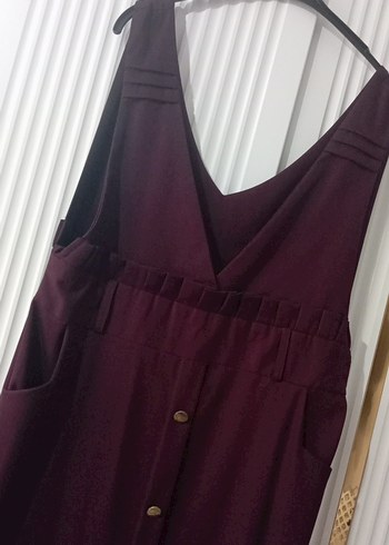 Bordo Düğmeli Uzun Elbise - Görsel 3