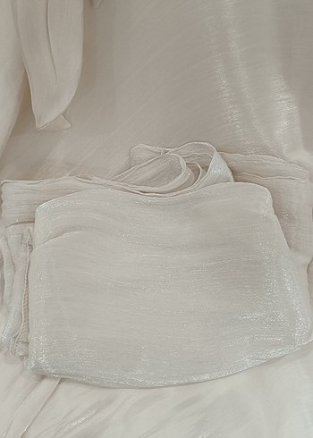 Krem Tesettür Dökümlü Abiye Elbise - Görsel 13