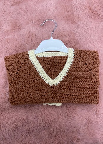 Erkek Çocuk Kahverengi V Yaka Örgü Kazak - Görsel 3