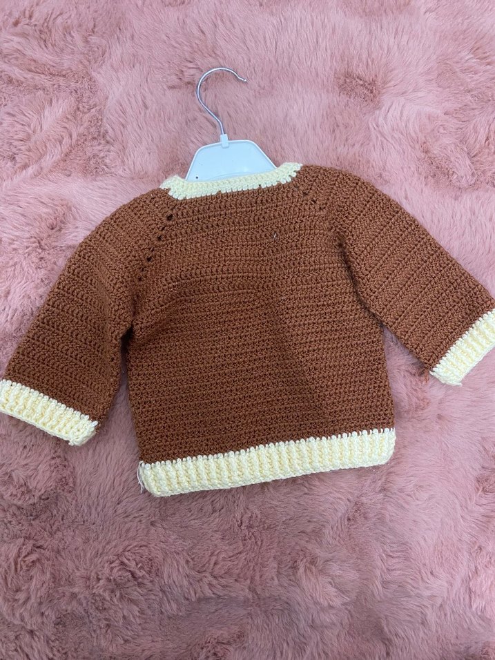 Erkek Çocuk Kahverengi V Yaka Örgü Kazak - Görsel 2