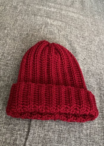 Bordo Örgü Kadın Bere - Görsel 2