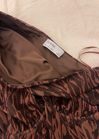 Drapeli Bağlama Desenli Uzun Hamile Eteği - Görsel 2