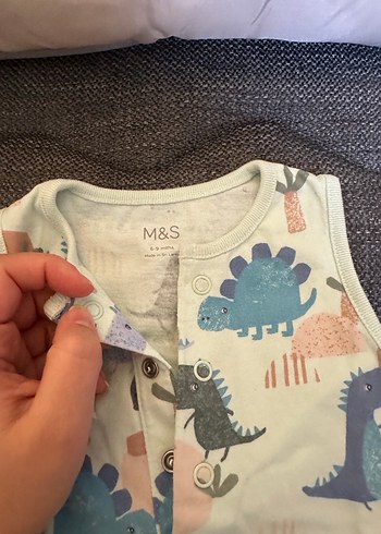 M&S Marka Erkek Bebek Desenli Kolsuz Örme Tulum - Görsel 2