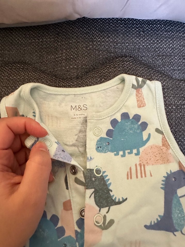 M&S Marka Erkek Bebek Desenli Kolsuz Örme Tulum - Görsel 2