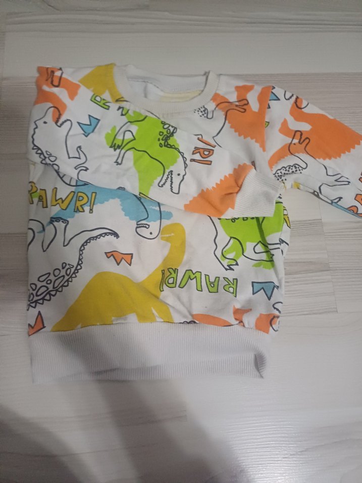 Renkli Dinozor Baskılı Çocuk Üstü - Görsel 2