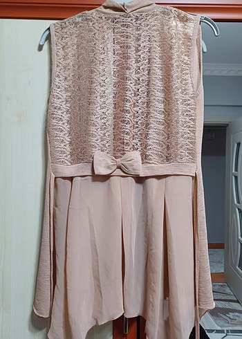 Bej Uzun Kadın Bohem Salaş Yelek - Görsel 3