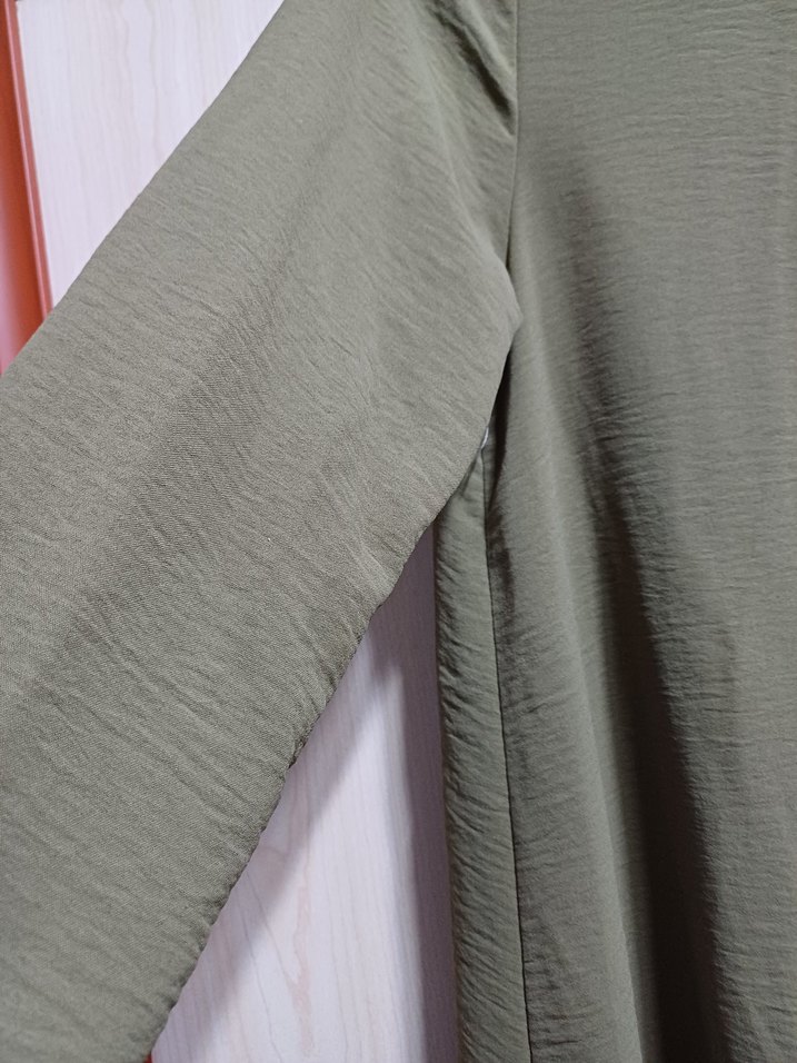 Kadın Haki Uzun Keten Salaş Tunik,pantolon - Görsel 4