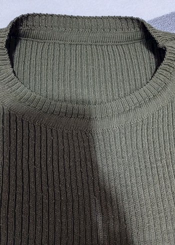 İnce Örgü Kadın haki Kazak İnci Detaylı - Görsel 3