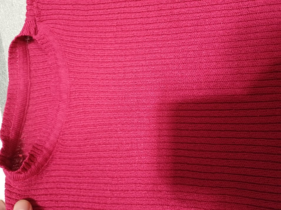 koyu pembe V Yaka Örgü Kadın Kazak - Görsel 2