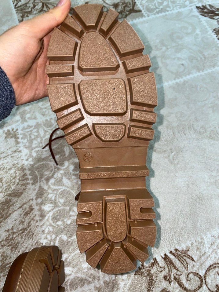 Kahverengi Deri Platform Topuklu Kadın Bot - Görsel 3