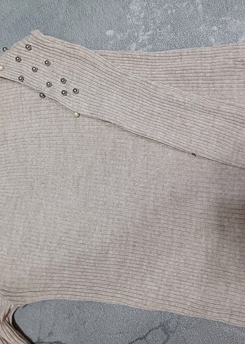 Düğmeli krem Triko Kadın Kazak - Görsel 2