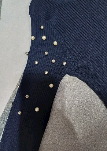 İnci Detaylı Lacivert Triko Kazak - Görsel 2