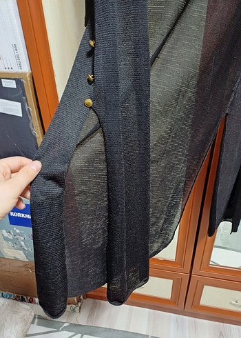 Uzun Bohem Kadın Siyah  Hırka - Görsel 2