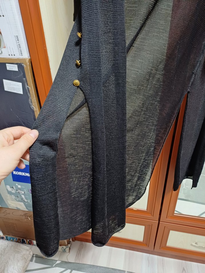 Uzun Bohem Kadın Siyah  Hırka - Görsel 2