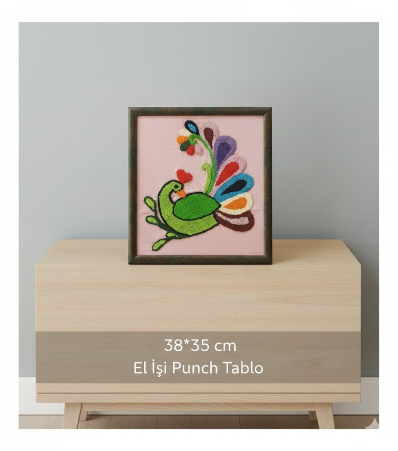 Tavuskuşu Desenli Punch Tablo - Görsel 2