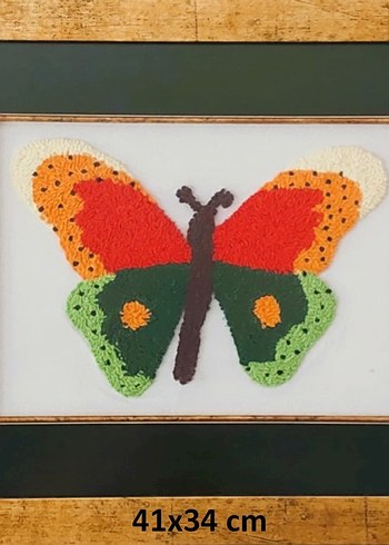 Punch Nakışı Kelebek Tablo (41x34 cm) - Görsel 2