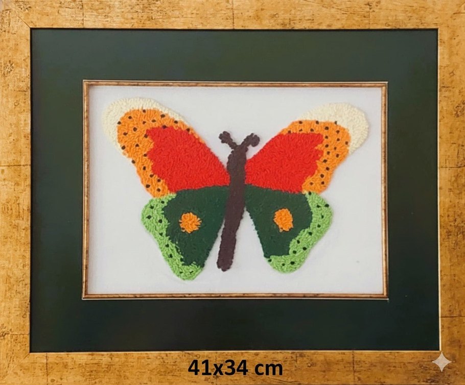 Punch Nakışı Kelebek Tablo (41x34 cm) - Görsel 2