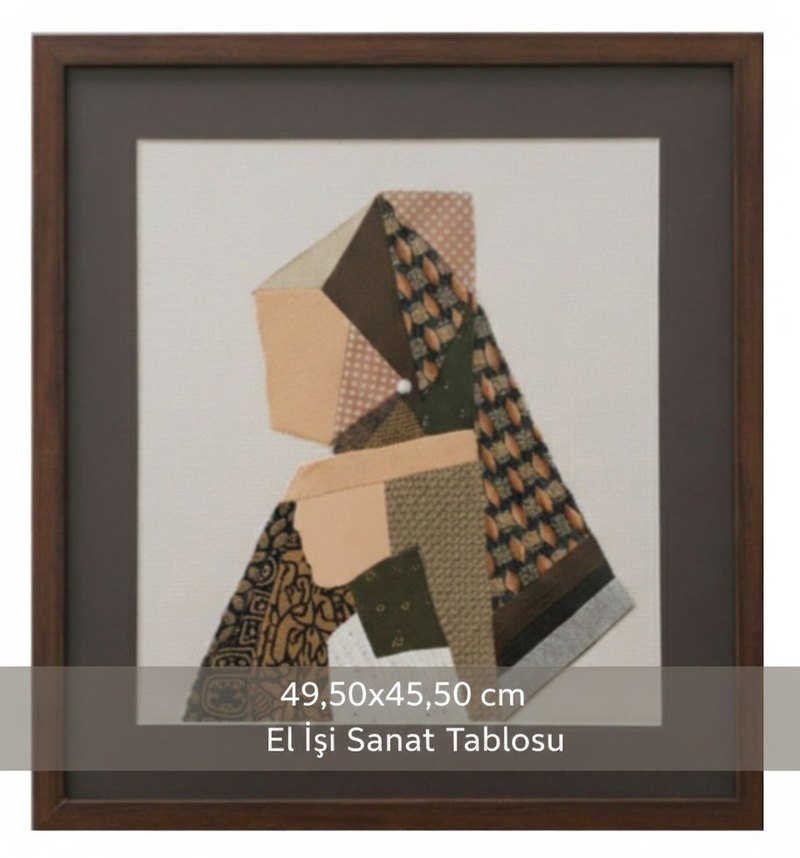 İnci Küpeli Kız: İpek Kravatlardan Tasarım Tablo (Tek Eser) - Görsel 2