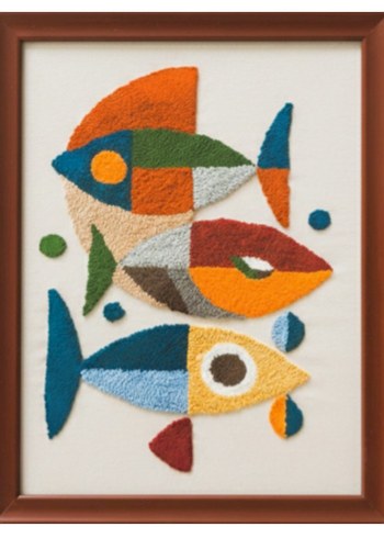 Rengarenk Balıklar: El Yapımı Punch Tablo (Dokulu Duvar Sanatı) - Görsel 4