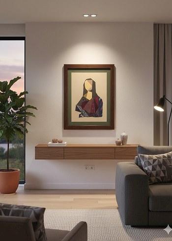 İpek Kravatlardan Tasarlanmış Modern Mona Lisa Tablosu(Tek Eser) - Görsel 4