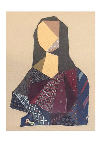 İpek Kravatlardan Tasarlanmış Modern Mona Lisa Tablosu(Tek Eser) - Görsel 2