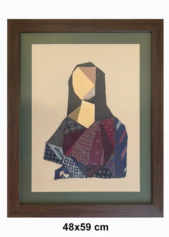 İpek Kravatlardan Tasarlanmış Modern Mona Lisa Tablosu(Tek Eser) - Görsel 3