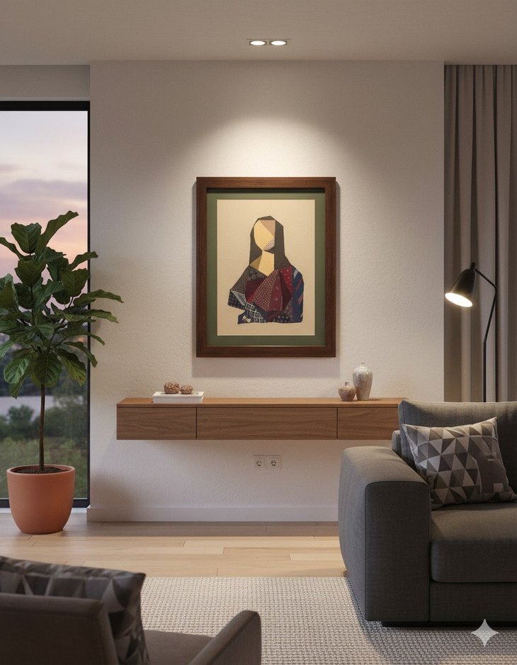 İpek Kravatlardan Tasarlanmış Modern Mona Lisa Tablosu(Tek Eser) - Görsel 4