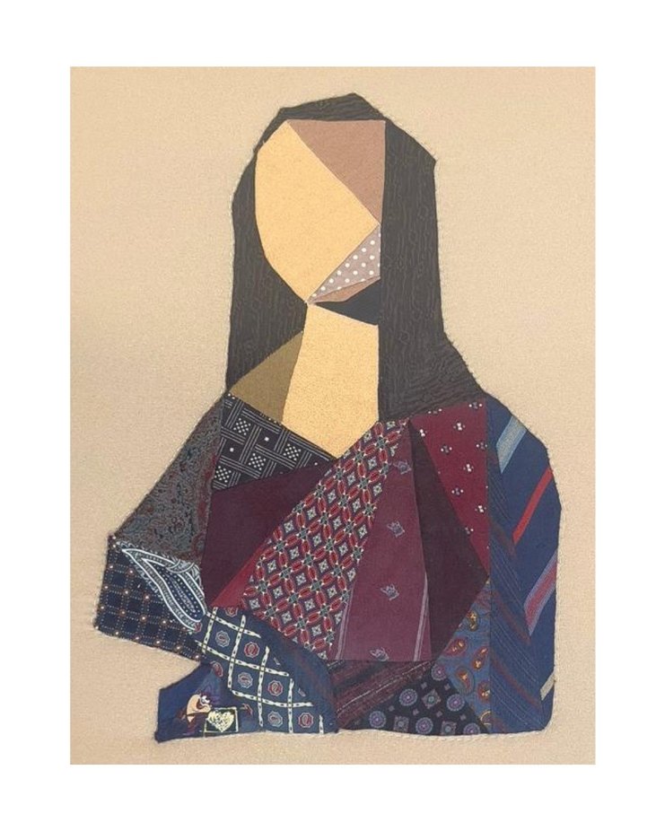 İpek Kravatlardan Tasarlanmış Modern Mona Lisa Tablosu(Tek Eser) - Görsel 2