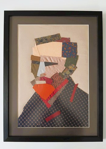 %100 İpek kravatlardan patchwork Van Gogh Tablosu - Görsel 3