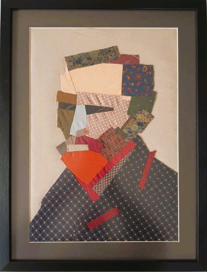 %100 İpek kravatlardan patchwork Van Gogh Tablosu - Görsel 5