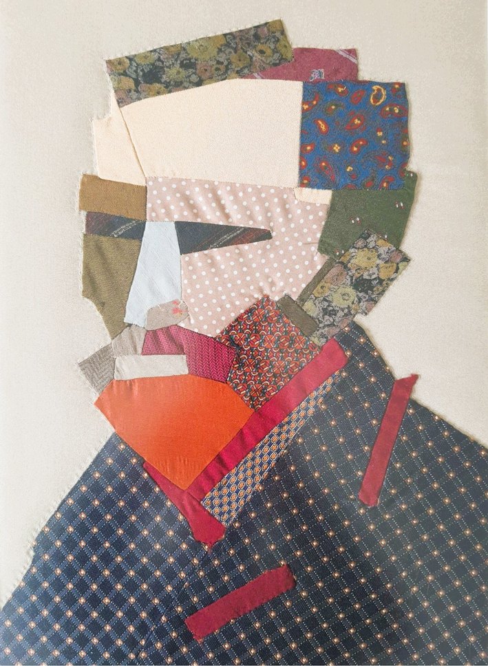 %100 İpek kravatlardan patchwork Van Gogh Tablosu - Görsel 4