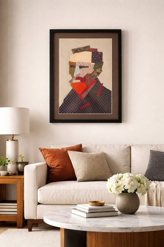 %100 İpek kravatlardan patchwork Van Gogh Tablosu - Görsel 2