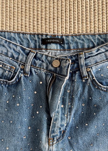 Payetli Mavi Denim Kadın Jean - Görsel 3