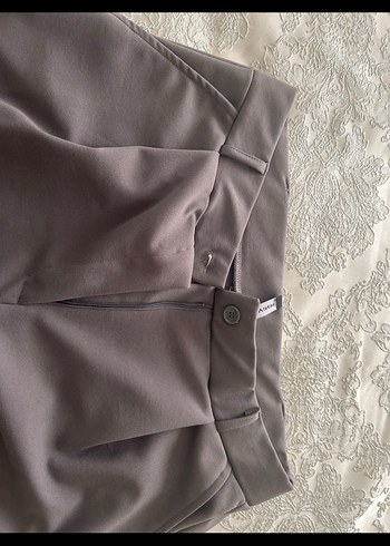 Gri Midi Kadın Rahat Kesim Kumaş Pantolon - Görsel 2