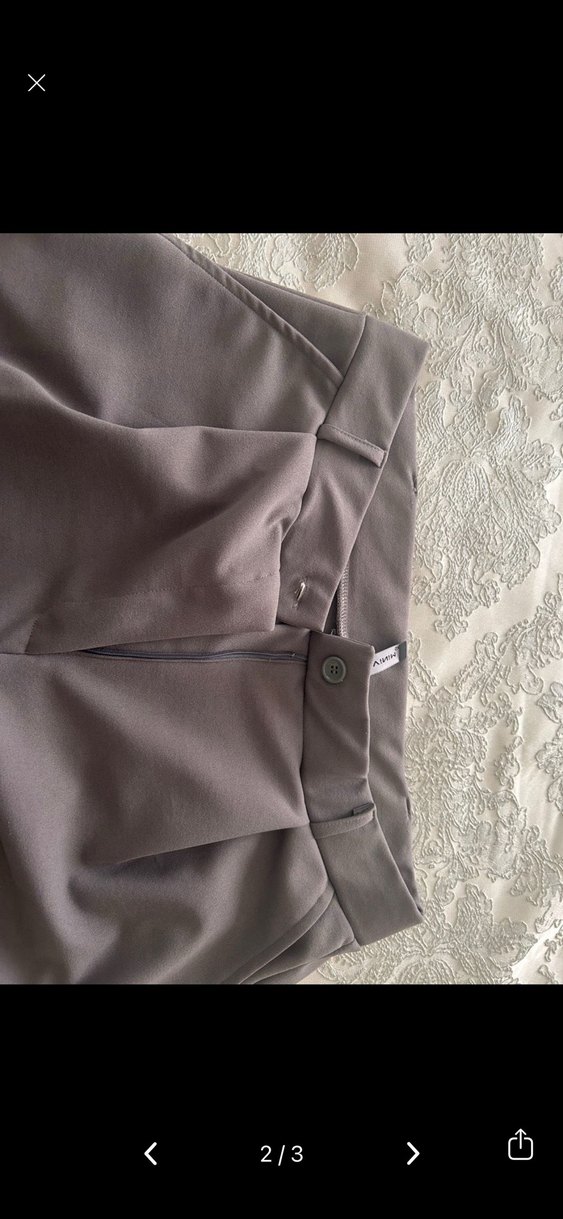 Gri Midi Kadın Rahat Kesim Kumaş Pantolon - Görsel 2