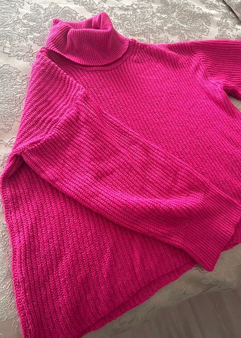 Pembe Balıkçı Yaka Örgü Kadın Kazak - Görsel 3