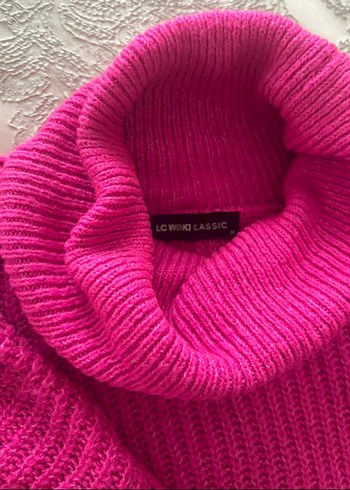 Pembe Balıkçı Yaka Örgü Kadın Kazak - Görsel 4