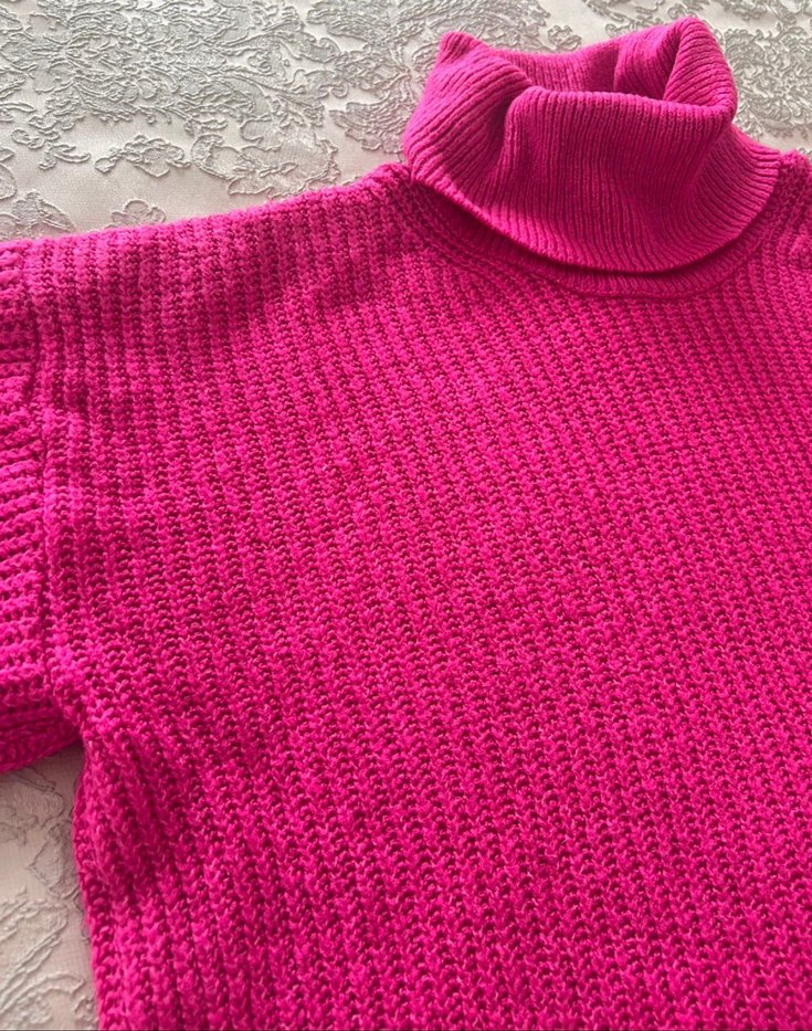 Pembe Balıkçı Yaka Örgü Kadın Kazak - Görsel 2