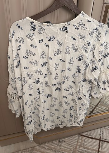 Nakışlı Bohem Pamuklu V Yaka Bluz - Görsel 3